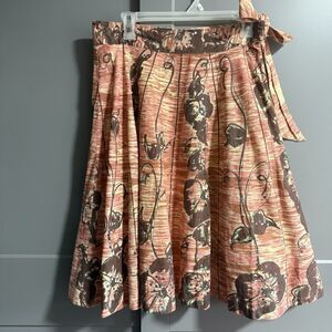 Anthropologie Odille Full Midi Floral Sequin Bow Accent Skirt Multicolor US 6